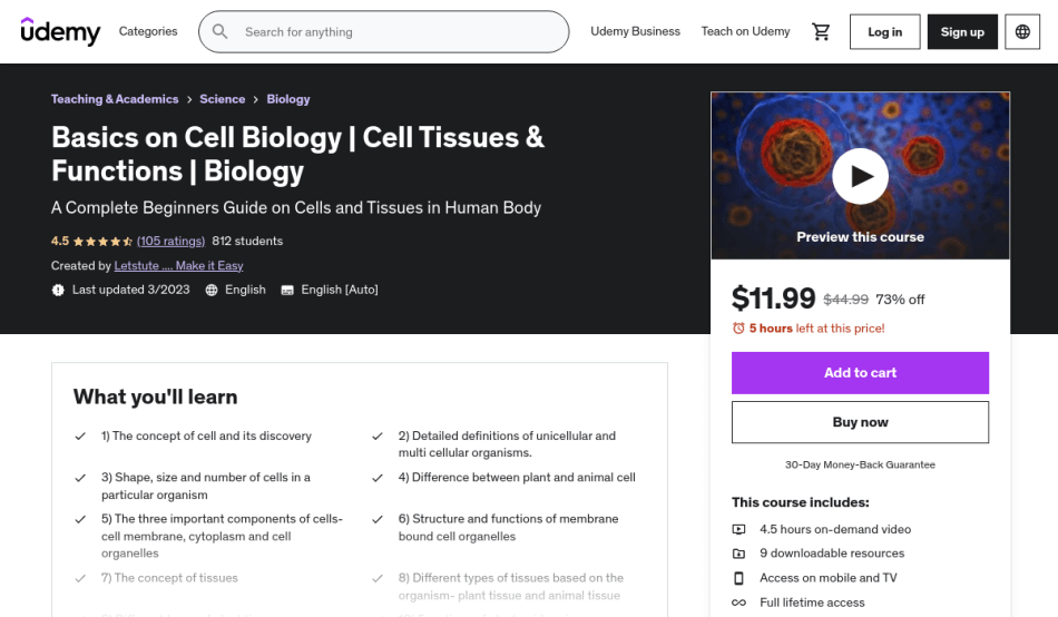 Course Preview Basics on Cell Biology | Cell Tissues & Functions | Biology