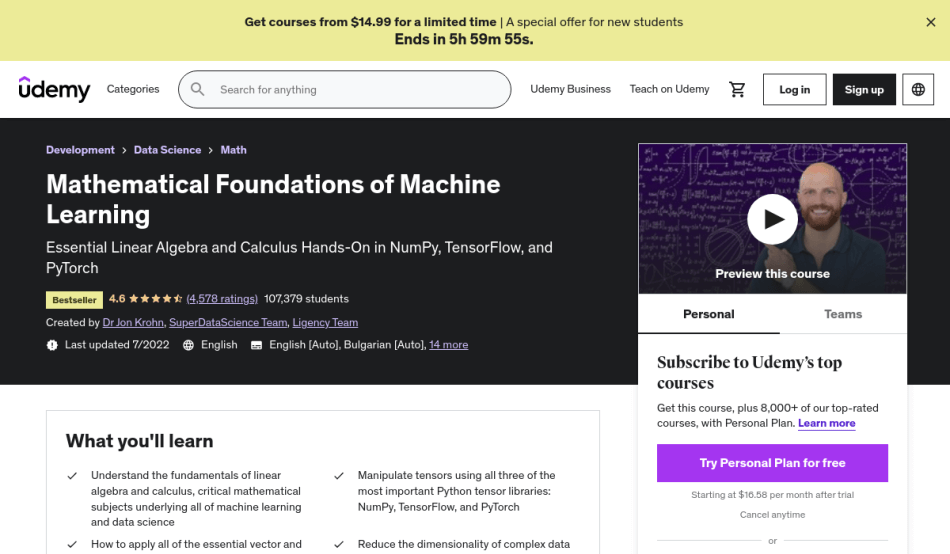 Course Preview Mathematical Foundations of Machine Learning