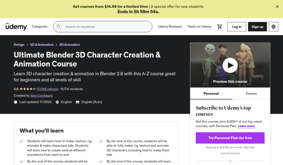 Course Preview Ultimate Blender 3D Character Creation & Animation Course