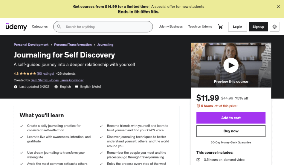 Course Preview Journaling for Self Discovery