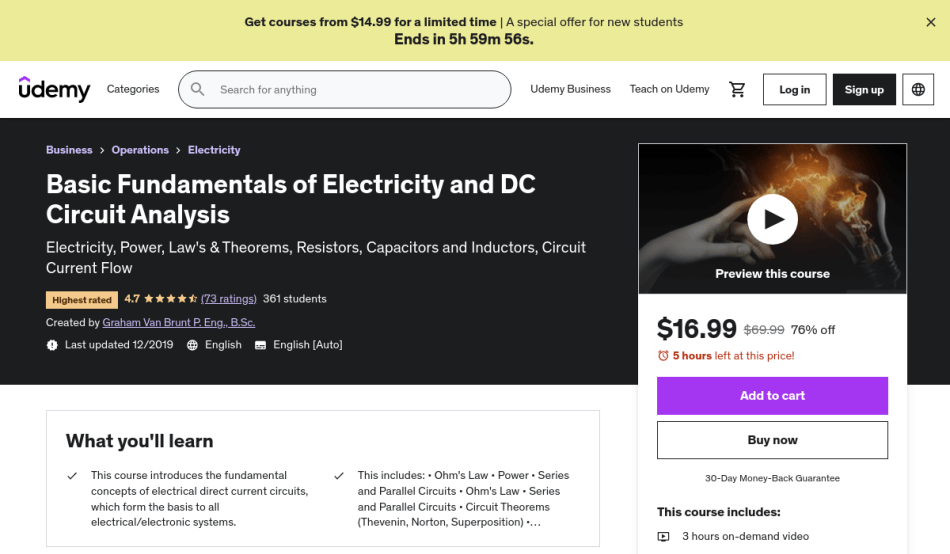 Course Preview Basic Fundamentals of Electricity and DC Circuit Analysis