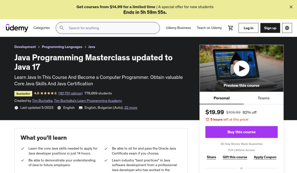 Course Preview Java Programming Masterclass updated to Java 17