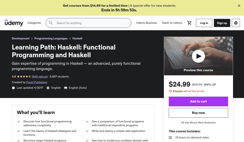 Course Preview Learning Path: Haskell: Functional Programming and Haskell