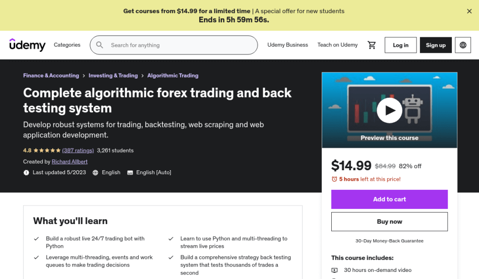 Course Preview Complete algorithmic forex trading and back testing system