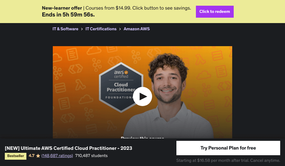 Course Preview [NEW] Ultimate AWS Certified Cloud Practitioner - 2023